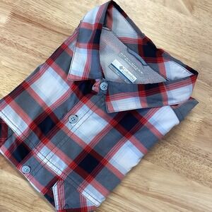 EUC Mens Columbia Short Sleeved Vented Plaid Button‎ Up Fishing Shirt- XL